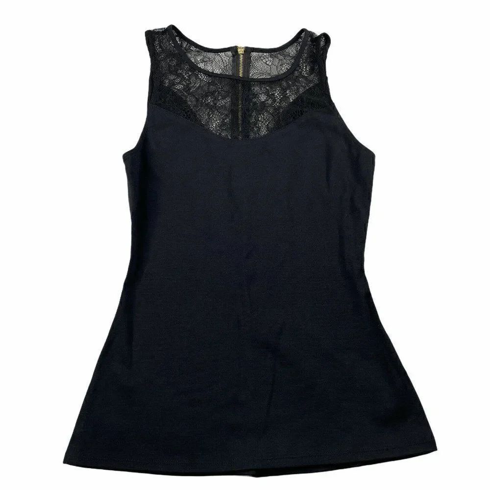 Express High Neck Lace Yoke Zip Back Tank Womens S